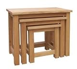 MODERN 100% SOLID OAK CONTEMPORARY 'BROOKLYN' NEST OF 3 TABLES ~ OA016 BY COACH HOUSE