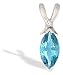 14K White Gold Genuine Marquise Blue Topaz and Diamond Pendant