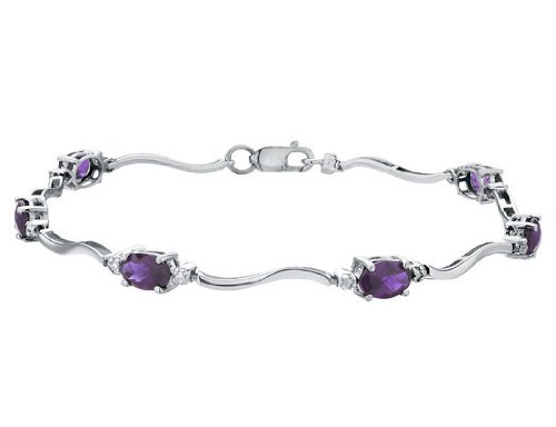 Amethyst Gemstone and Diamond 2.72 Carat (ctw) Bracelet in White Gold