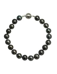 14K White Gold 8" "AB" Quality Pearl 9-10mm Natural Color Tahitian Bracelet