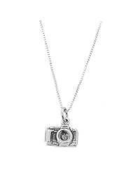 Sterling Silver Three Dimensional Point and Shoot Camera Necklace