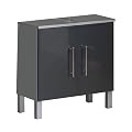 Ambientehome 54009 Waschbeckenunterschrank Argun hochglanz anthrazit / alufarben 31.3 x 60 x 62.5 cm