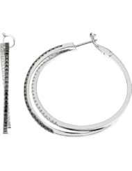14Kw W/Black Rhodium Black And White Diamond Earrings 14K White Gold Pair 1 1/2 Ct Tw 14Kw W/Black Rhodium Black And White Diamond Earrings
