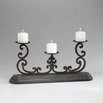 Cyan Lighting 02475 Adele Candle Holder, Distressed Gray and Golden Antiqua Finish