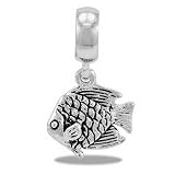 DaVinci Antique Silver Tropical Fish Dangle European/Memory Charm Double Sterling Layered Bead - Fits Pandora Bracelets
