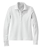 NEW District Threads - Ladies Long Sleeve Stretch Pique Sport Shirt White-L