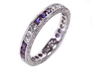Platinum Sapphire & Diamond Eternity Ring Size 6.25 Ct.tw 1.20