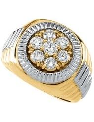 14K Two Tone Gents Diamond Ring