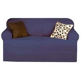 Sofa Slipcover T-Cushion- Canvas Soft Weave- Denim