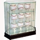 Glass 9 Ball Baseball Display Case with Cherry Wood Base