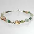 Czechoslovakian Glass, Fluorite, Tourmaline and Turquoise Beaded Toggle Gemstone Bracelet with Hills Tribe Silver Beads, 7" long, #9741