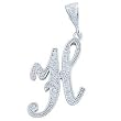 Sterling Silver Cubic Zirconia CZ Cursive Initial Pendant Letter 'H'