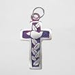 Cross with Peace Dove and Leaves Pendant in Sterling Silver with Patina Finish, #9162