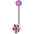 Purple Gem Flower Eyebrow Ring with Acrylic Ball