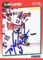 Mike Gartner, New York Rangers, 1991 Score Autographed Card