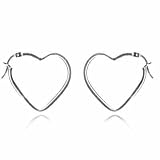 Sterling Silver Heart Hoop Earrings