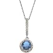 14K White Gold London Blue Topaz and Diamond Pendant