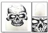 Halloween Full Face Ski Mask Beanie Hat Cap - White OSFA Angry Skull Face Logo
