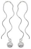 Curl Threader Earrings With Ball Accent (Sterling Silver)