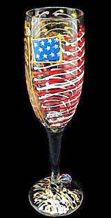 America's Flag Design - Hand Painted - Flute - 6 oz.