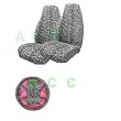 5 Piece Safari Animal Print Auto Interior Gift Set - 2 Black & White Cheetah Front Bucket Seat Covers for Truck and SUV arm rest seats, 1 Black & White Cheetah Steering Wheel Cover, and 2 Black & White Cheetah Shoulder Harness Pressure Relief Cover