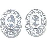 Rhodium Plated CZ April Birthstone Stud Earrings