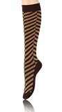 Cute Knee High School Girl Socks Zebra Striped - Brown & Tan(Size 9 -11)