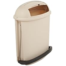Rubbermaid Commercial 14.5-Gallon Hands-Free Pedal Rolltop Trash Can Rectangular, 14.7" Width x 22.25" Depth x 27.2" Height, Beige