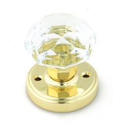 2 1/8" Dia Crystal & BrassBackplate Door Knob