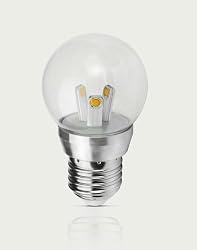 3 Watt Clear LED Light Bulb Bubble Globe Shape E26 Standard Household Base