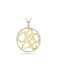 I. Reiss 14K Gold Pendant Designed with a Tear-Drop Motif and Accented with Diamonds.