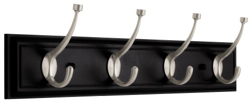 Liberty Hardware 129852 27-Inch Deluxe Rail with 4 Pilltop Hooks, Black and Satin Nickel