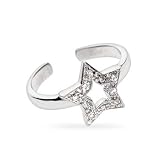 Eve's Addiction Sparkling CZ Star Sterling Silver Toe Ring