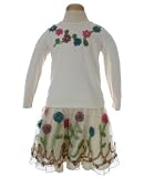 : Mimi & Maggie 2pc Cream Organza Ribbon Tee & Skirt Set