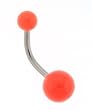 Neon Acrylic Belly Ring - Orange - 14G - SM Ball 5MM - LG Ball 8MM - 12MM L - Sold Individually