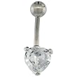 High Quality 316L Stainless Steel Belly Button Ring w/ 8mm Clear Heart-shaped CZ Stone (Navel Piercing Body Jewelry)