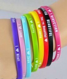 I Love One Direction Bracelet Silicone Wristband with member names set of 8 pcs