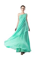 A-line One Shoulder Natural   Waistline Applique Ruched Lace Chiffon Floor Length Bridesmaid Dress 
