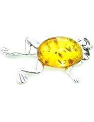 SilverAmber 925 Sterling Silver & Baltic Amber Jewellery - Brooch 4011