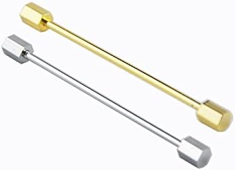 CocoFang Collar Pin, 2PS Men's Tone Hexagonal Ended Bar Collar Pin,Each Of Gold and Silver