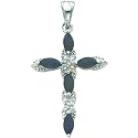 Sterling Silver Sapphire & Diamond Cross Charm
