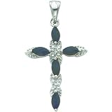 Sterling Silver Sapphire & Diamond Cross Charm