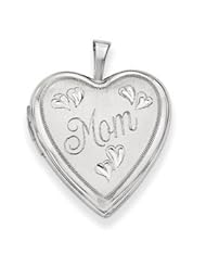 Genuine IceCarats Designer Jewelry Gift 14K 20Mm White Gold Mom W/ Hearts Heart Locket