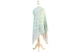 Olive N Figs 100% Wool Multicolor Embroidered Striped Border Shawl