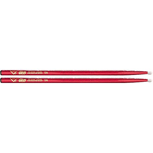 Vater Percussion Color Wrap 5A Red Sparkle Nylon Tip