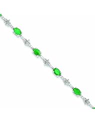 Genuine .925 Sterling Silver Emerald And Diamond Bracelet 5.8 Grams . 100% Satisfaction Guaranteed.
