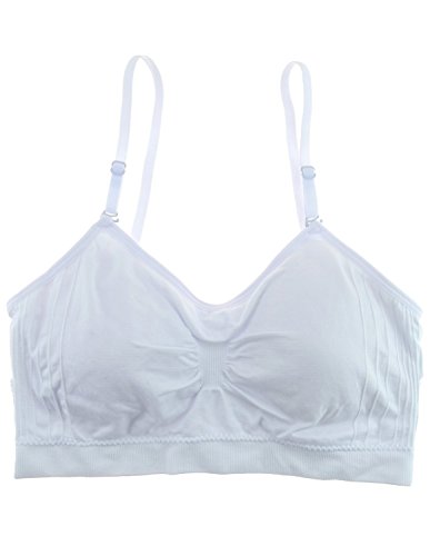 Anemone Women's Bralette Sports Bra Tank Top Cami Convertible Straps One Size (fits regular size XS-L) White