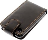 Apple iPhone 3G/3GS Leather Flip Case With Mount - Black With Orange Stitching