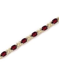 10K Yellow Gold Oval Garnet Bracelet