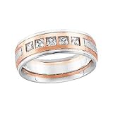 14K Rose and White Gold Diamond Wedding Band Duo - Lady's Ring